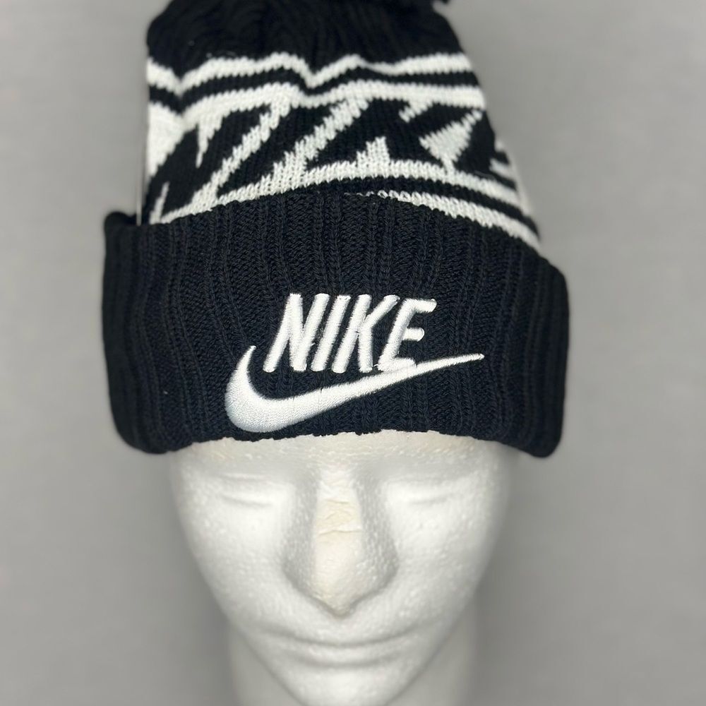 Nike Black and White Knit Beanie Hat